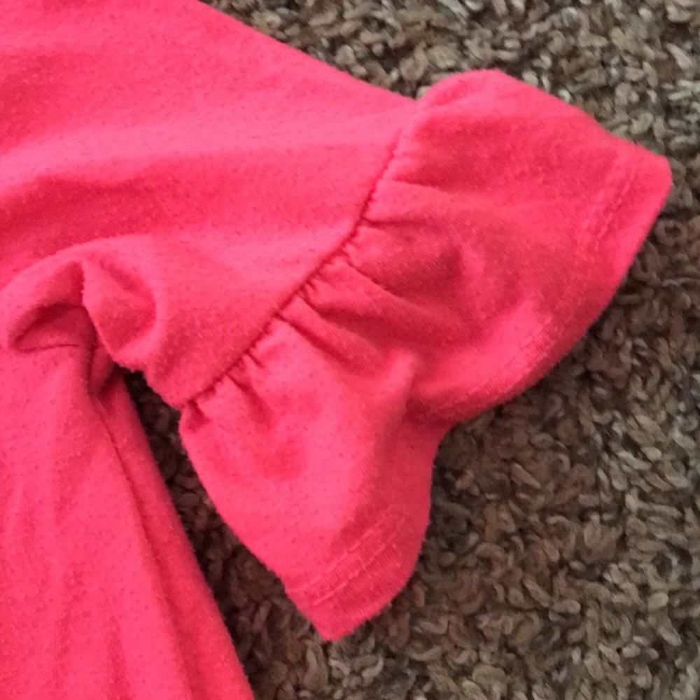 Disney Minnie Mouse Neon Pink Ruffled Sleeve Top - Picture 4 of 4